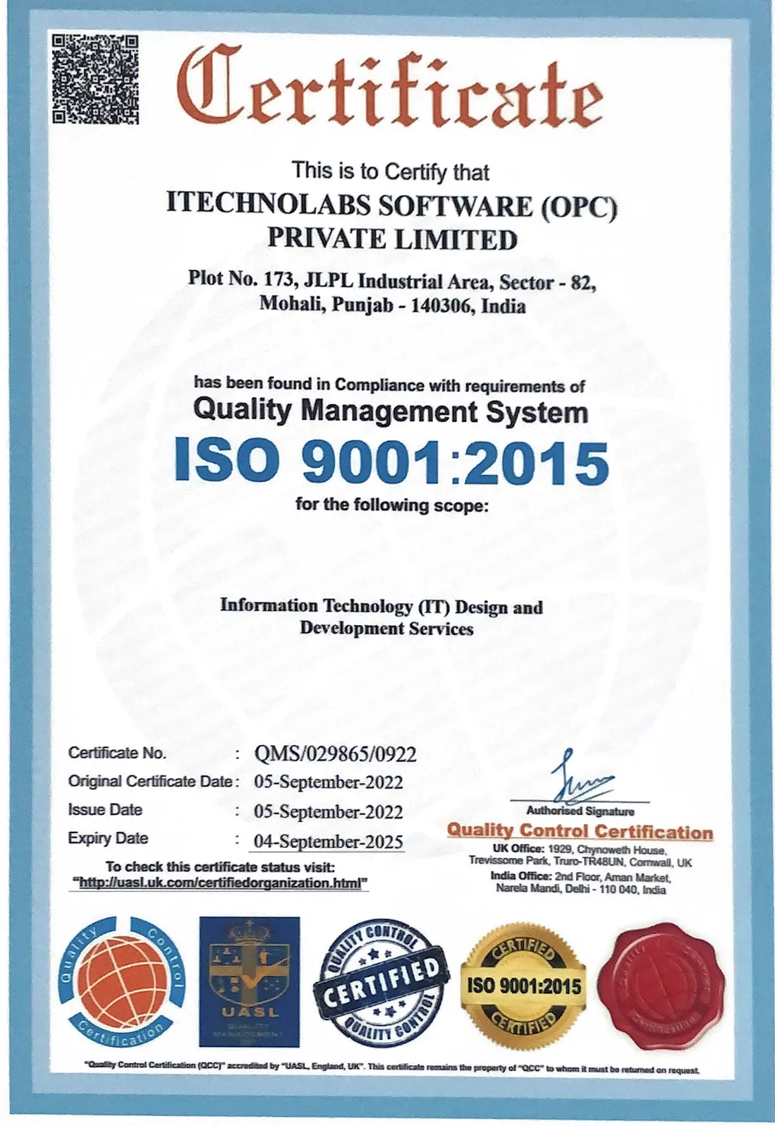 itechnolabs 9001 2015 iso certified it company in usa