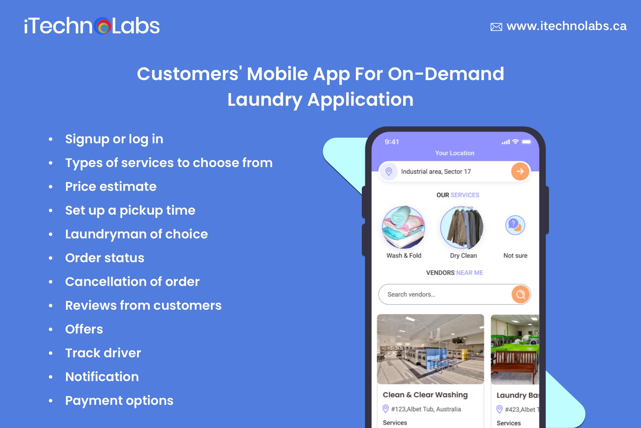 customers mobile app for on demand laundry application itechnolabs