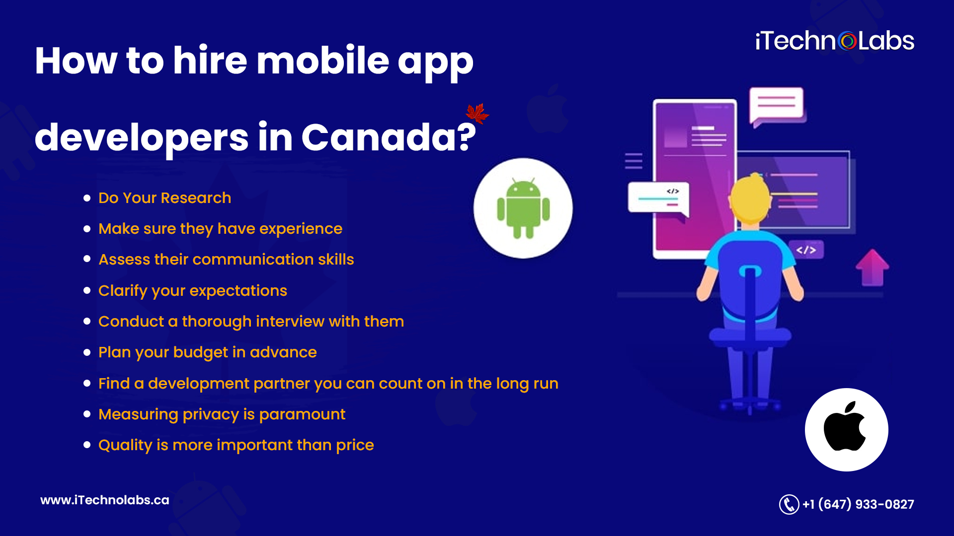 how to hire mobile app developers in canada itechnolabs