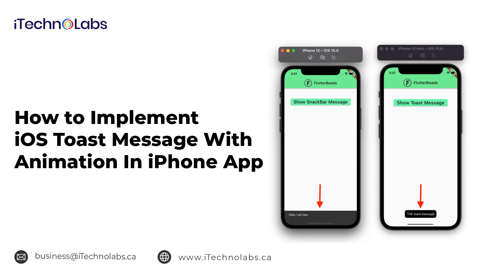 how to implement ios toast message with animation in iphone app itechnolabs