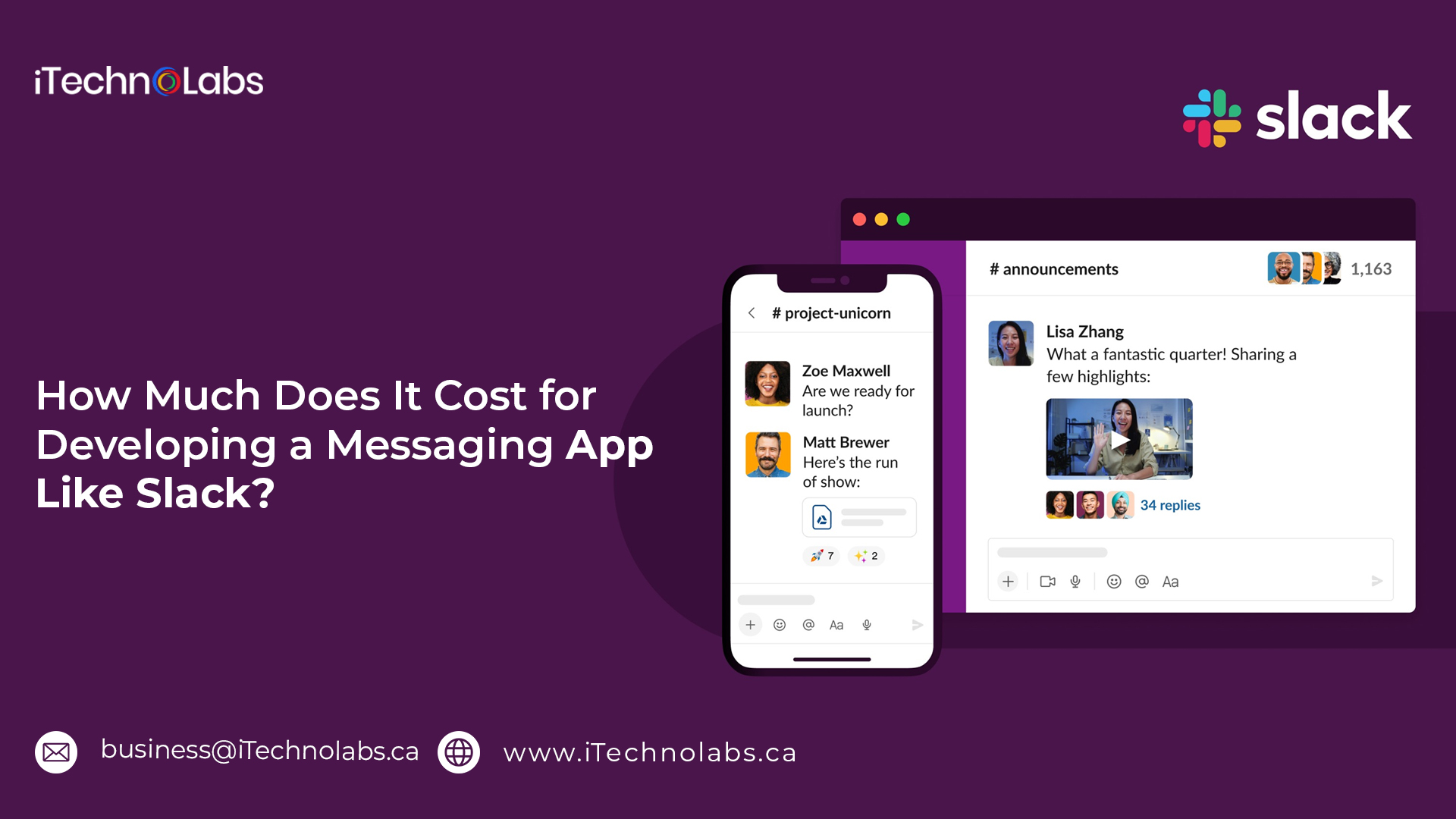 how much does it cost for developing a messaging app like slack itechnolabs