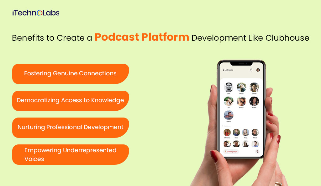 benefits to create a podcast platform development like clubhouse itechnolabs