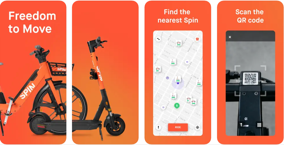 spin - electric scooter app