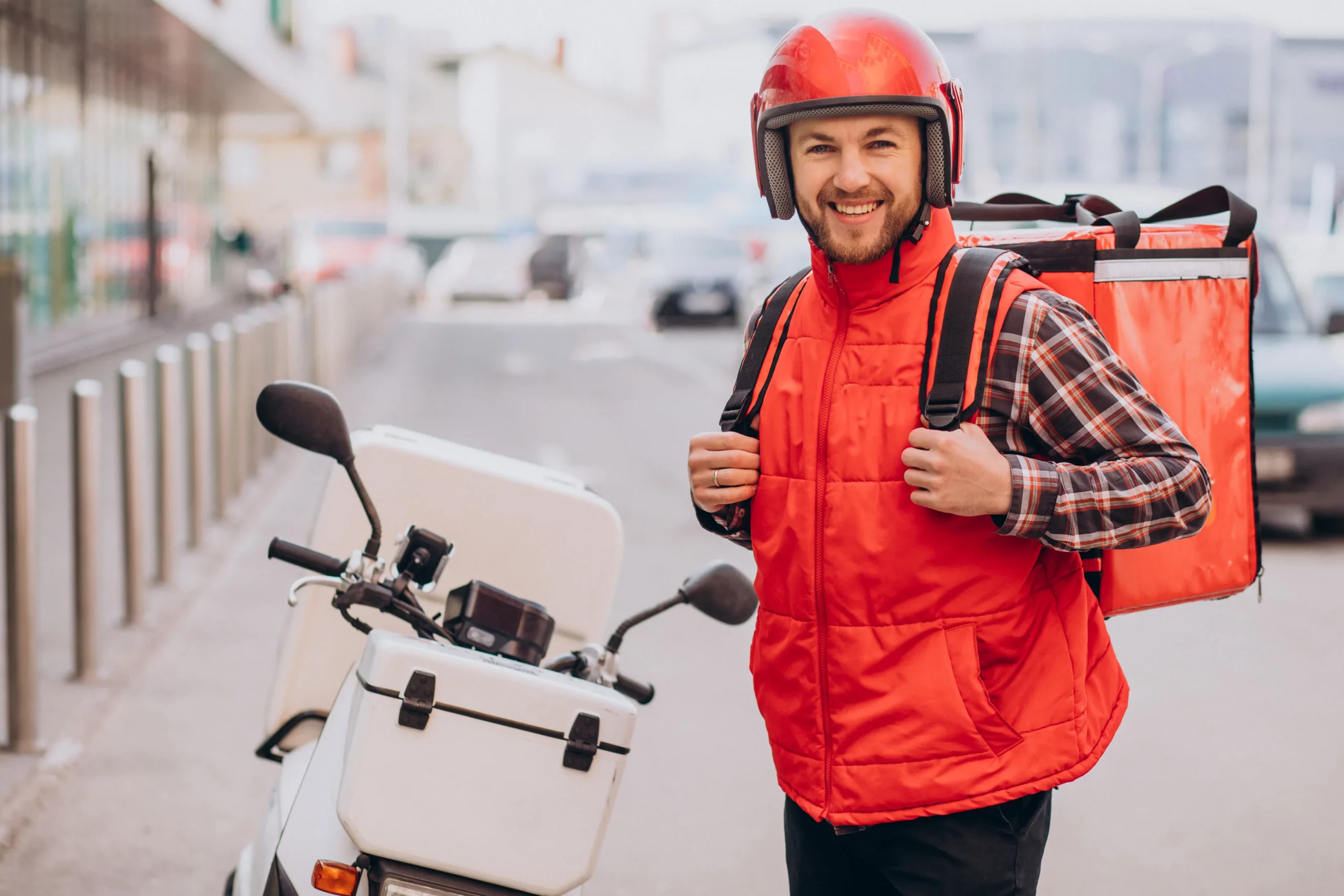 food delivery boy delivering food scooter scaled